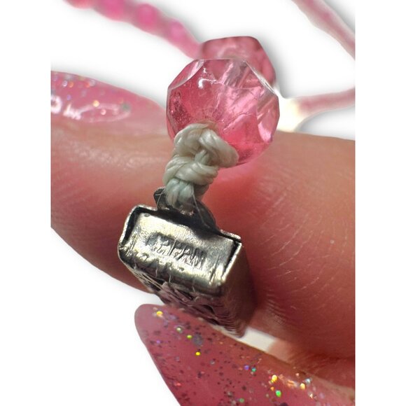 Vintage Pink Faceted Crystal Graduated Beaded Necklace Japan 16.5" Mid-Century - Picture 7 of 10